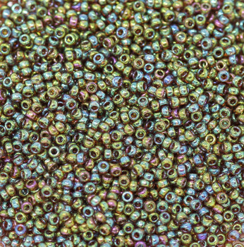 Size 15 Miyuki Seed Beads -- 318I Dark Topaz Olivine / Gold Luster