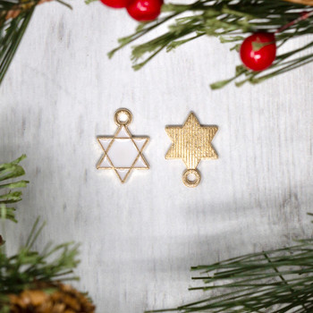 Gold Plated Enamel 11x16mm Star of David Charm