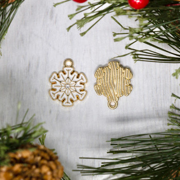 Enamel Gold / White Snowflake Charm