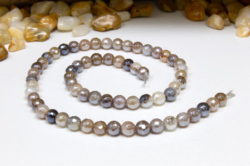 Plated Brown Stripe Agate A Grade Polished 6mm Faceted Round