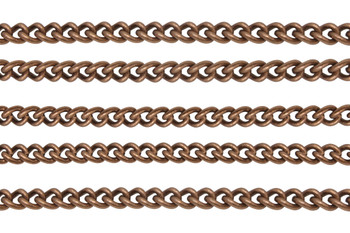 Antique Copper 5.6mm Rounded Curb Chain - Sold by 6 Inches