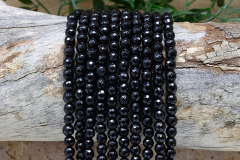 Black Tourmaline Polished 6mm Faceted Round