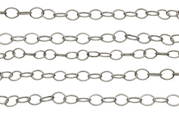 Antique Silver 6x5mm Oval Cable Chain - Sold By 6 inches