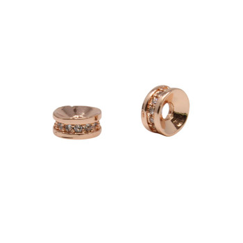 Micro Pave Rose Gold 3x6mm Spacer Bead