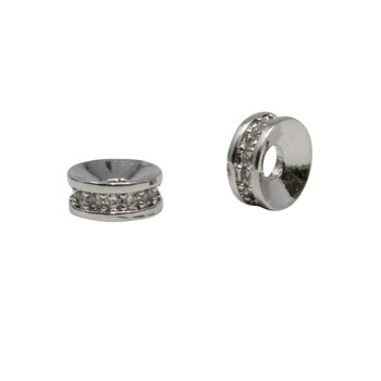 Micro Pave Rhodium 3x8mm Spacer Bead