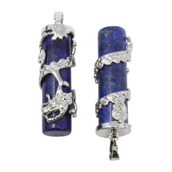 Lapis 13x36mm Dragon Column Pendant