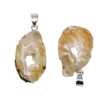 Hollow Druze Agate Slab Pendant