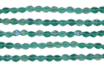 Czech Glass 5x3mm Pinch Beads -- Luster Iris Emerald