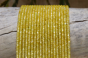 Yellow Zircon CZ AA Grade Polished 2x3mm Faceted Rondelle