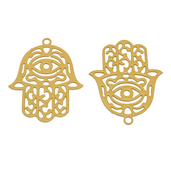 Yellow Stainless Steel 23x18mm Hamsa Pendant