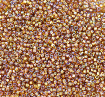 Size 15 Miyuki Seed Beads -- 634B Amber AB / Silver Lined