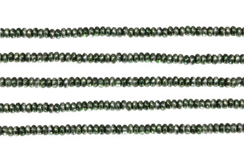 Czech Glass 3mm Rondel -- Mirror Fern Green