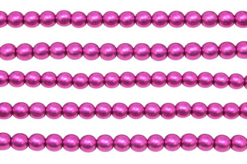 Czech Glass 6mm  Round -- Saturated Metallic Pink Yarrow