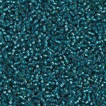 Size 15 Miyuki Seed Beads -- 1424 Teal / Silver Lined