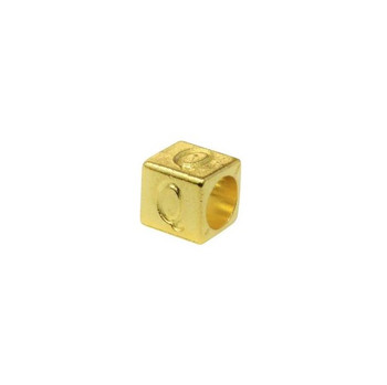Gold Plated Alloy Alphabet 6x6x7mm Cube Beads - Q
