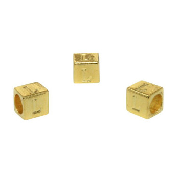 Gold Plated Alloy Alphabet 6x6x7mm Cube Beads - L