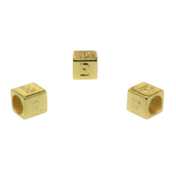 Gold Plated Alloy Alphabet 6x6x7mm Cube Beads - E