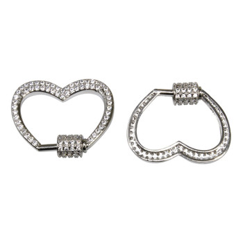 Silver Plated Micro Pave 22x27mm Crown Carabiner