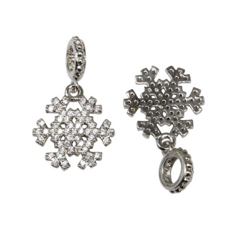 Micro Pave 13mm Snowflake Charm