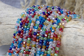 Glass Crystal Polished 4.5x5.5mm Faceted Rondelle - Color Mix