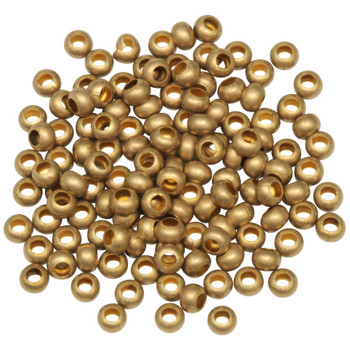 Size 6 Round Seed Beads -- Matte Gold Gilded Brass