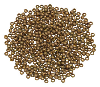 Size 11 Round Seed Beads -- Matte Gold Gilded Brass