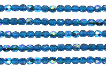 Fire Polish 6mm Faceted Round - Capri Blue AB