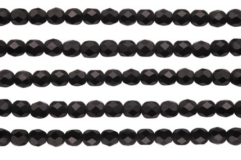 Fire Polish 6mm Faceted Round - Matte Jet