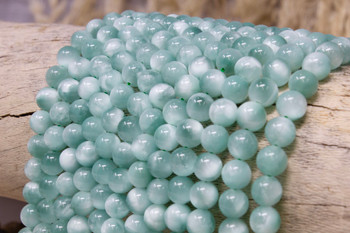 Green Angelite AA Grade Brazil Polished 8mm Round