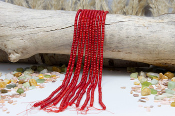 Red Coral Dyed Polished 2x4mm Rondelle