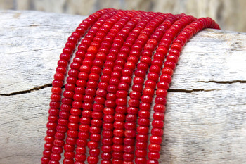 Red Coral Dyed Polished 2x4mm Rondelle