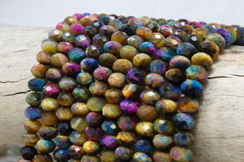 Tiger Eye Polished 6x10mm Faceted Rondel Galaxy - Mixed Colors