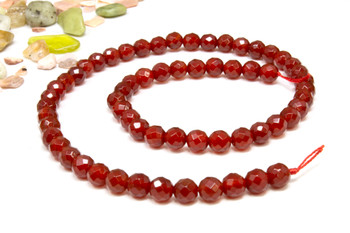 Carnelian Polished 6mm Faceted Round 64 Cut