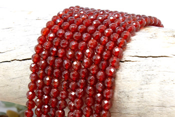 Carnelian Polished 6mm Faceted Round 64 Cut