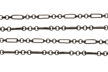 Gunmetal 8.5x3.1mm Figaro Chain - Sold by 6 Inches