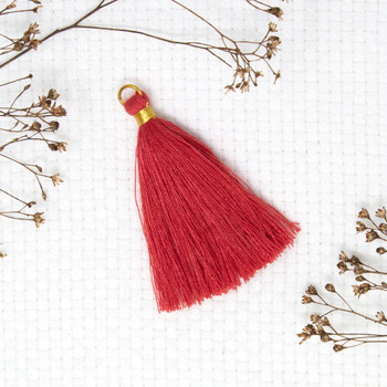 Dusty Red 65mm Gold Ring Tassel