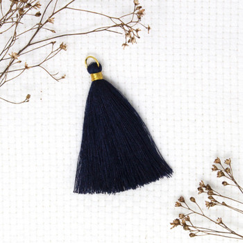 Navy Blue 65mm Gold Ring Tassel