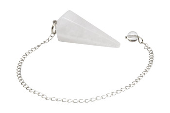 Crystal Quartz Hexagon Pendulum Point with Chain Pendant