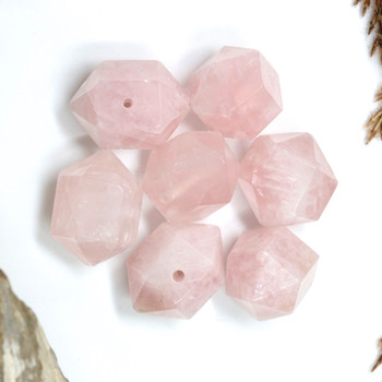 Rose Quartz Polished 15-24mm Faceted Prism