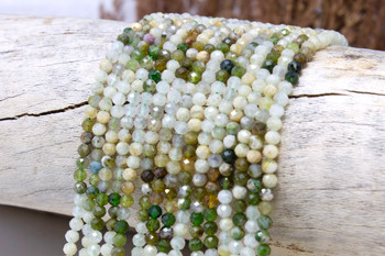 Green Garnet Polished Banded 4mm Faceted Round