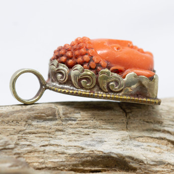 Coral Color 39x27mm Resin Buddha Pendant