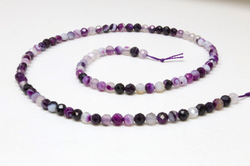 Purple Striped Agate A Grade Polished 4mm Faceted Round