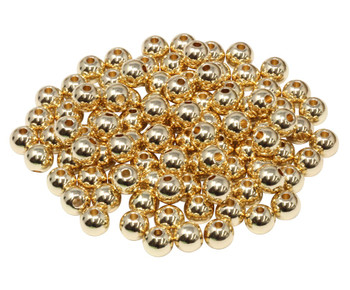 18kt Gold Plated 8mm Round Anti Tarnish Coating - 100 Beads