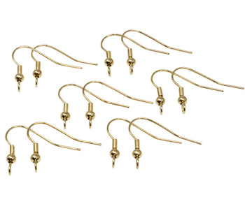 Gold Plated Spring & Bead Ear Wires - 6 Pairs