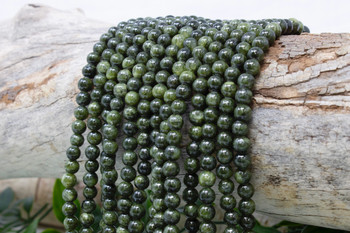 Mashan Jade Dyed Olive Green Polished 6mm Round