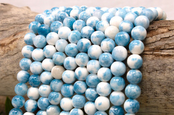 Mashan Jade Dyed Blue White Mix Polished 10mm Round