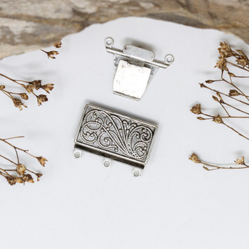 Silver Plated 3 Strand Box Clasp