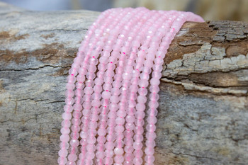 Rose Quartz Polished 2x3mm Faceted Rondelle
