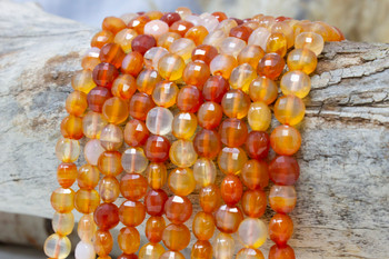 Carnelian Polished 8mm Faceted Coin - Light