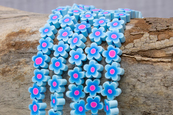 Polymer Clay Blue / Pink 9mm Flower